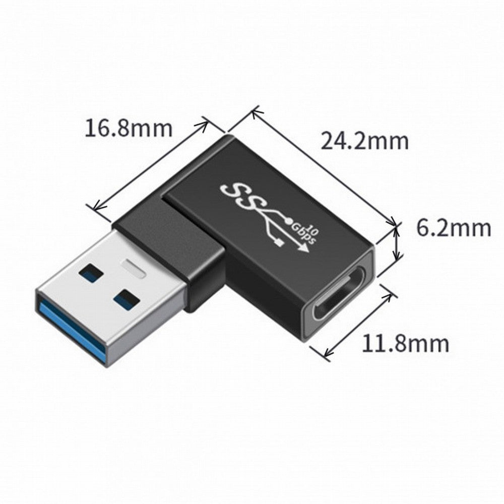 3pcs/lot Angled 90 Degree USB 3.1 Type C Male Female to USB3.0 Type A Female OTG Data 10Gbps Adapter UC-081