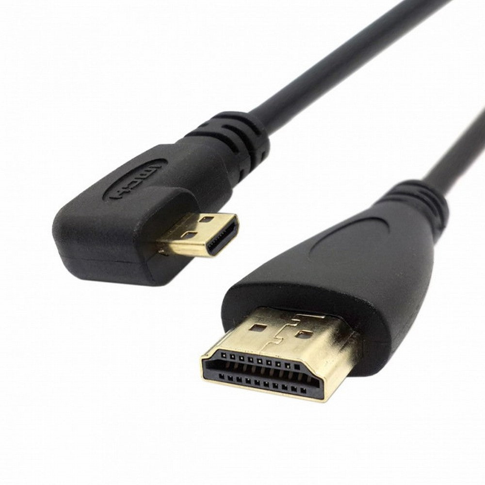 Left Angled 90 Degree Micro HDMI to HDMI Male HDTV Cable for Cell Phone Tablet Camera HD-066-LE
