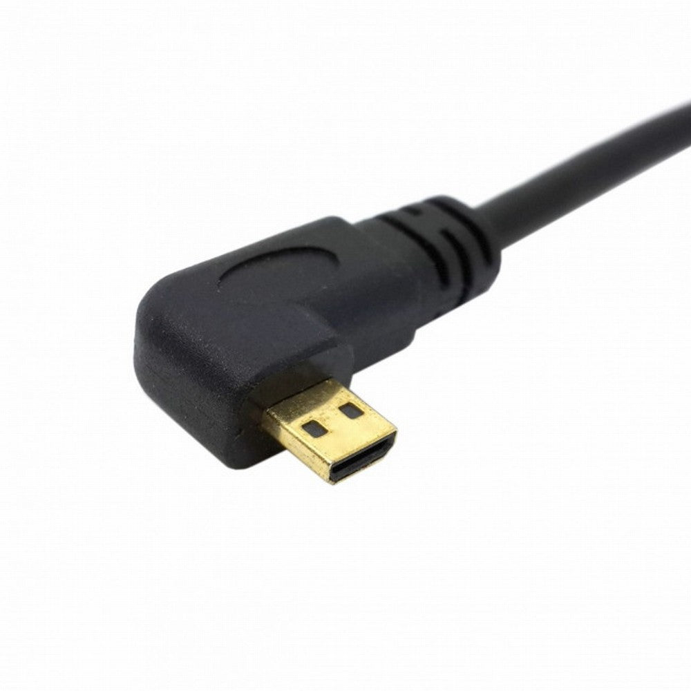 Left Angled 90 Degree Micro HDMI to HDMI Male HDTV Cable for Cell Phone Tablet Camera HD-066-LE