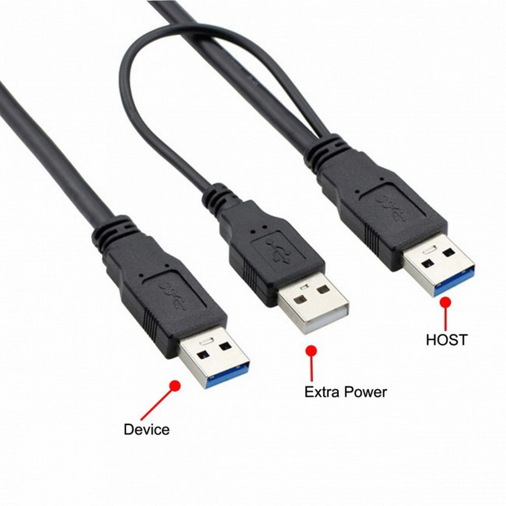 super speed USB 3.0 power Y cable two A Male to USB Male for external Hard Disk U3-072