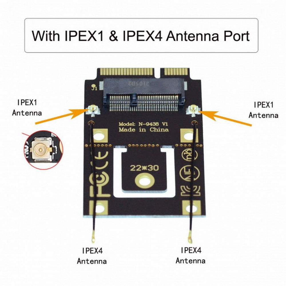 NGFF M.2 Key-A to Mini PCI-E PCI Express Converter Adapter for 9260 8265 7260 AC Wifi Bluetooth Wireless Card EP-015