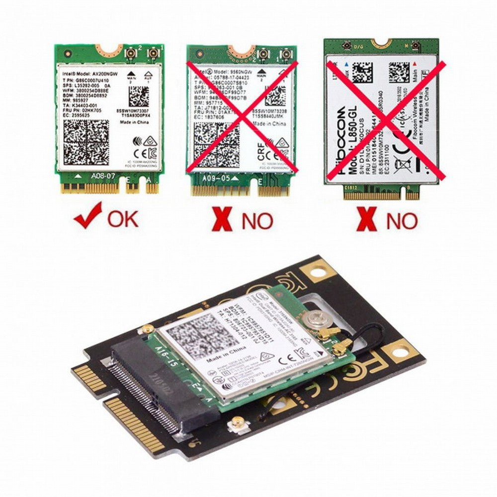NGFF M.2 Key-A to Mini PCI-E PCI Express Converter Adapter for 9260 8265 7260 AC Wifi Bluetooth Wireless Card EP-015