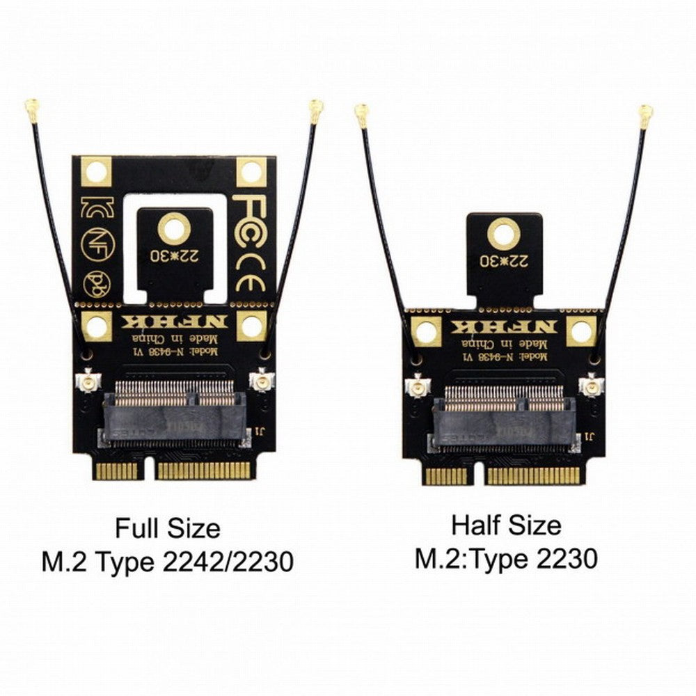 NGFF M.2 Key-A to Mini PCI-E PCI Express Converter Adapter for 9260 8265 7260 AC Wifi Bluetooth Wireless Card EP-015