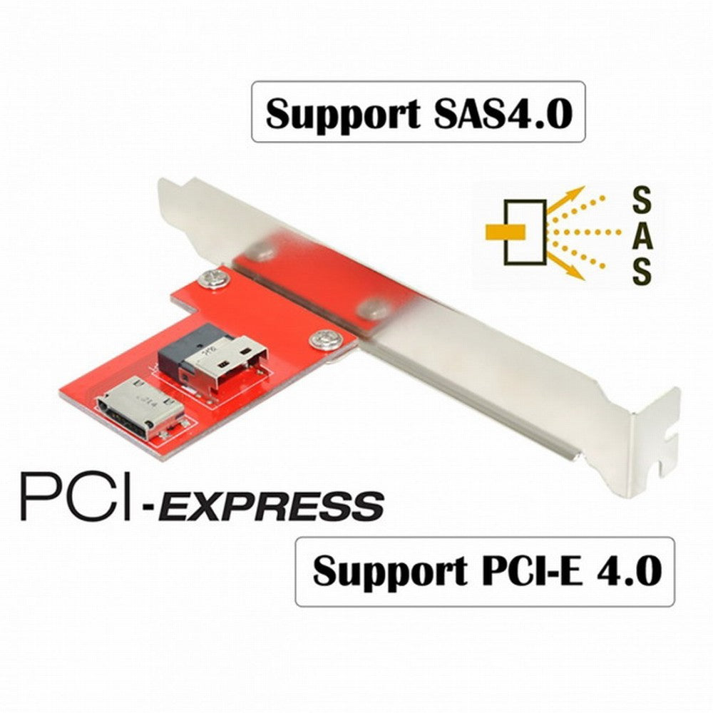 PCI-Express 4.0 Slimline SAS SFF-8654 to Oculink SFF-8611 SFF-8612 PCBA Female Adapter With Bracket SF-043