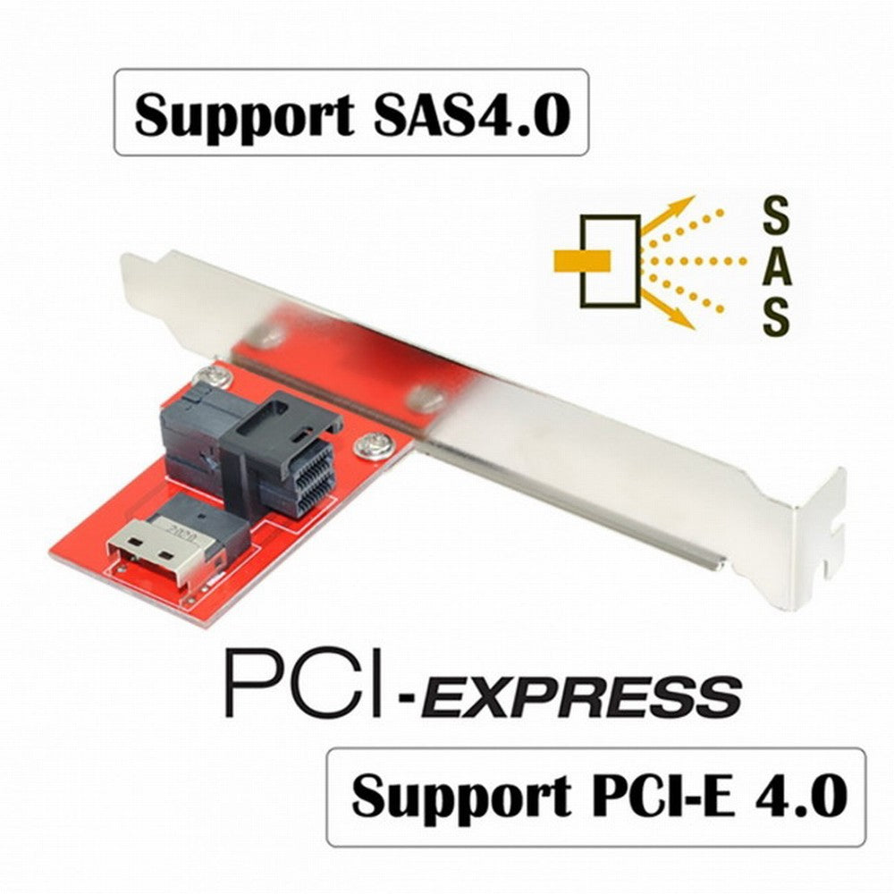 PCI-Express 4.0 Slimline SAS SFF-8654 to HD SFF-8643 PCBA Female Adapter With Bracket SF-044