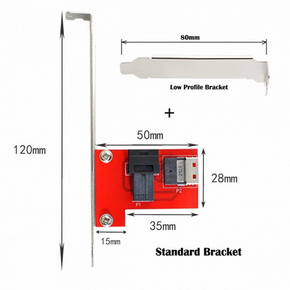 PCI-Express 4.0 Slimline SAS SFF-8654 to HD SFF-8643 PCBA Female Adapter With Bracket SF-044