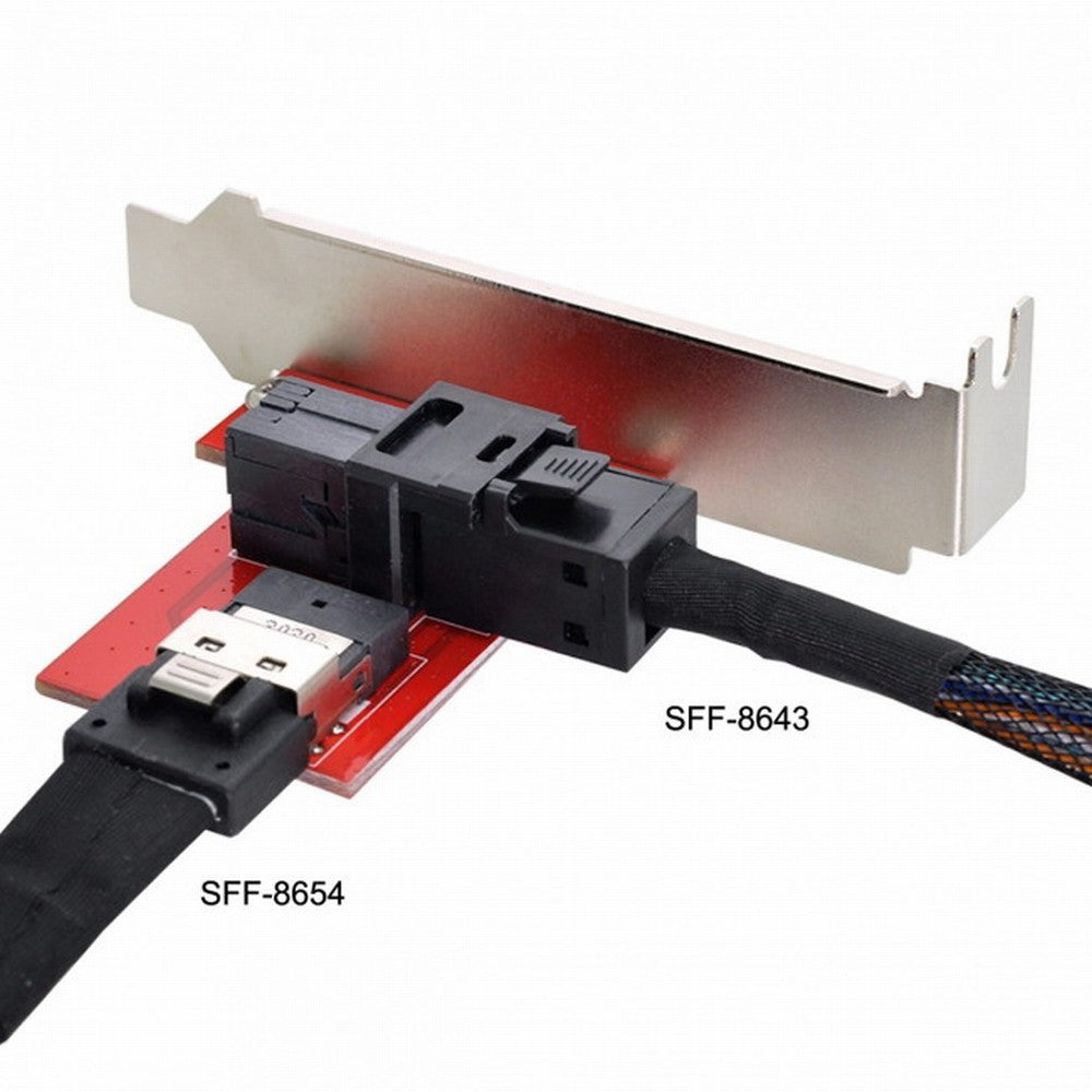 PCI-Express 4.0 Slimline SAS SFF-8654 to HD SFF-8643 PCBA Female Adapter With Bracket SF-044