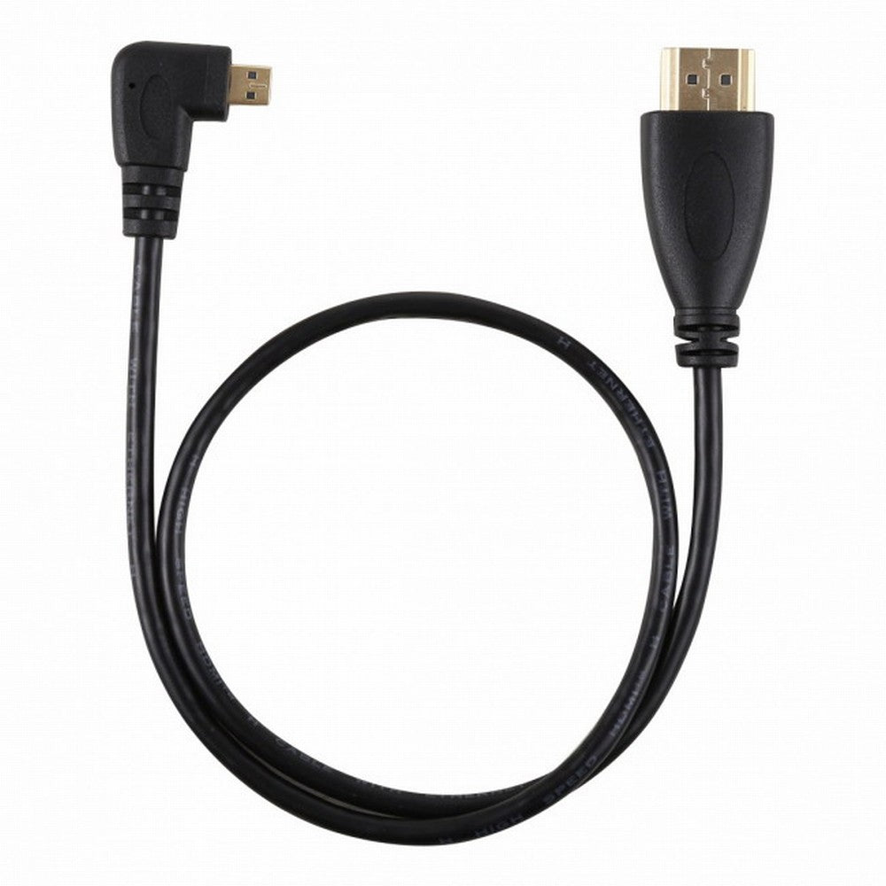 Right Angled 90 Degree Micro HDMI to HDMI Male HDTV Cable for Cell Phone Tablet Camera HD-066-RI