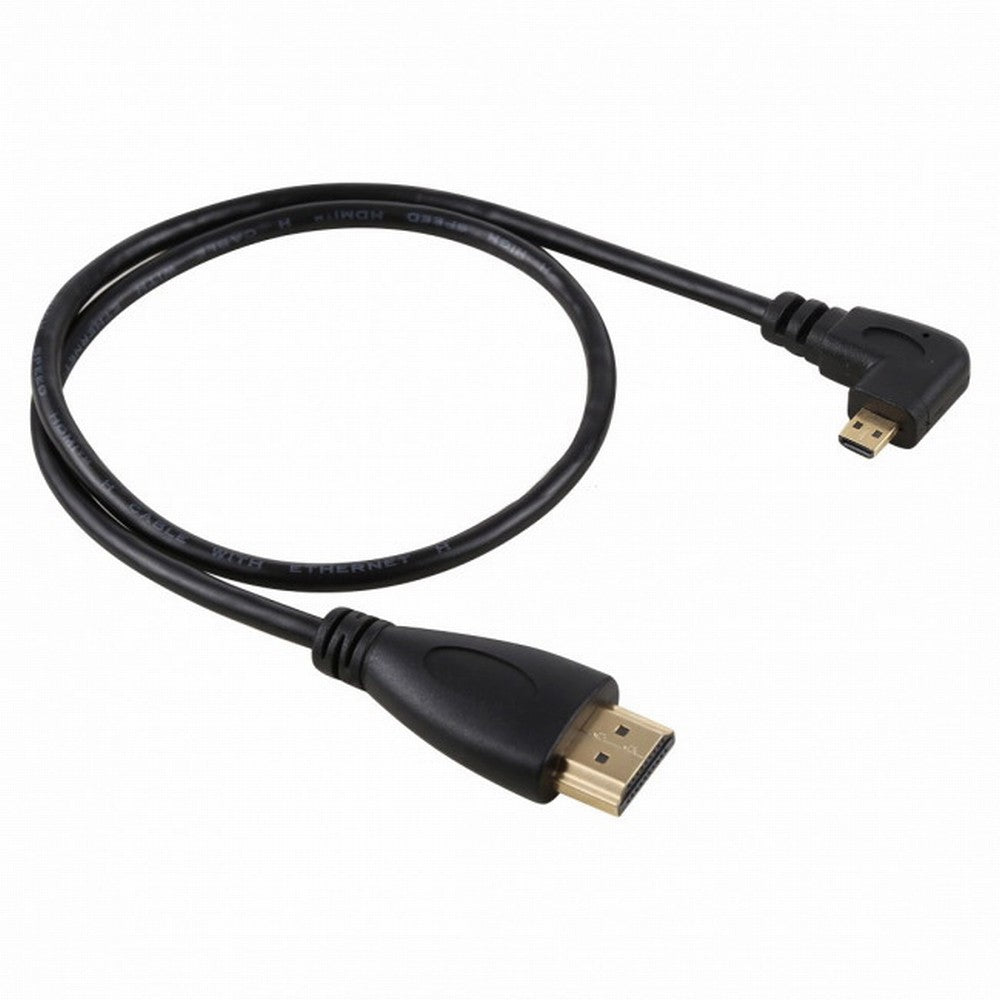 Right Angled 90 Degree Micro HDMI to HDMI Male HDTV Cable for Cell Phone Tablet Camera HD-066-RI