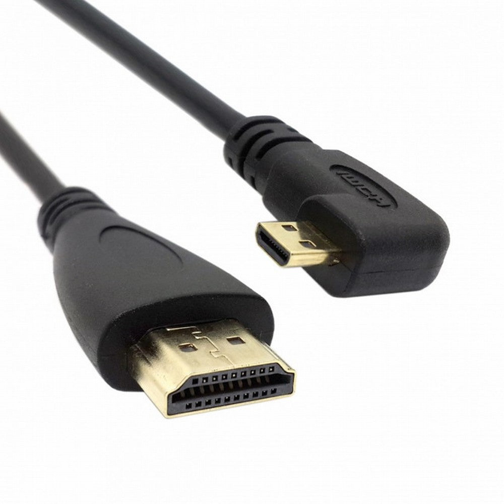 Right Angled 90 Degree Micro HDMI to HDMI Male HDTV Cable for Cell Phone Tablet Camera HD-066-RI