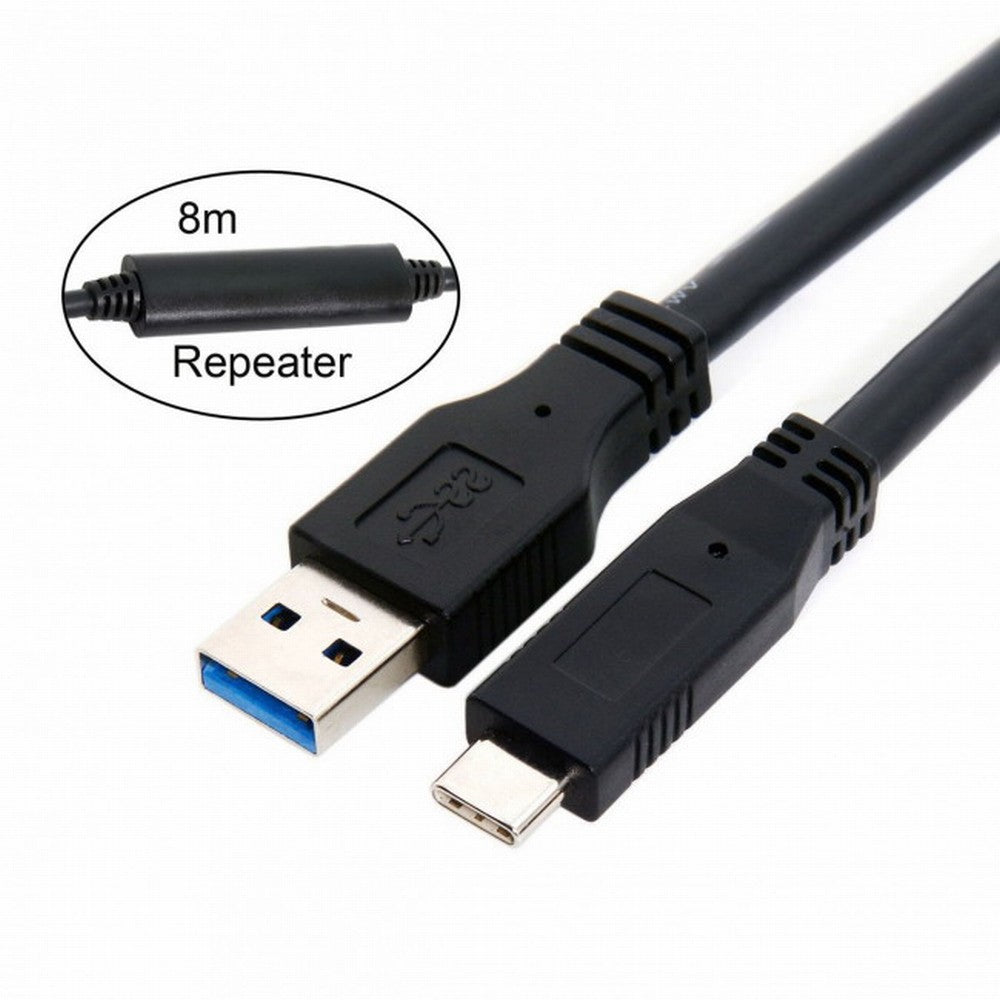 8m USB-C USB 3.1 Type C Male to USB3.0 Type A Male Data GL3523 Repeater Cable for Tablet Phone Hard Disk Drive UC-199-BK-8.0M