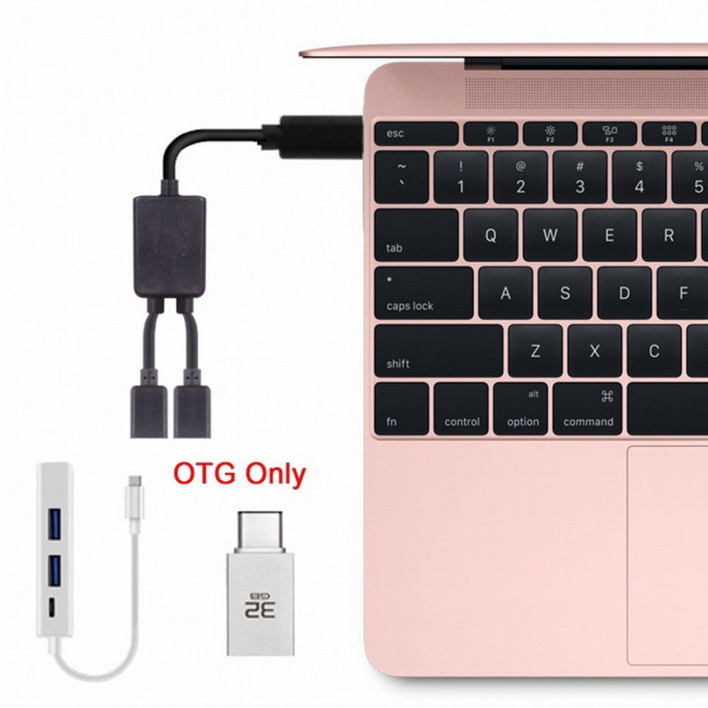 Type-C to Dual Ports USB-C Female Hub Cable For Laptop PC Mouse Flash Disk UC-127