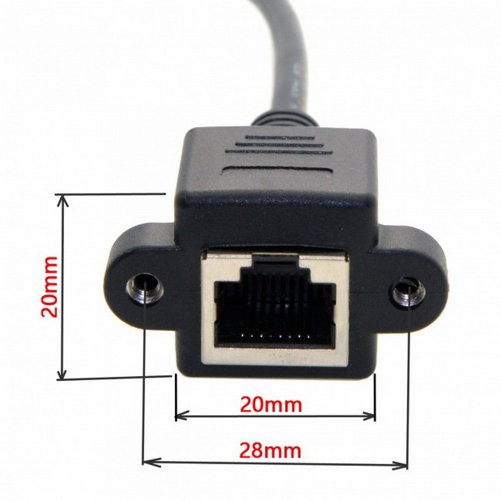 30cm 8P8C FTP STP UTP Cat 5e Male to Female Lan Ethernet Network Extension Cable with Panel Mount Holes UT-011-BK