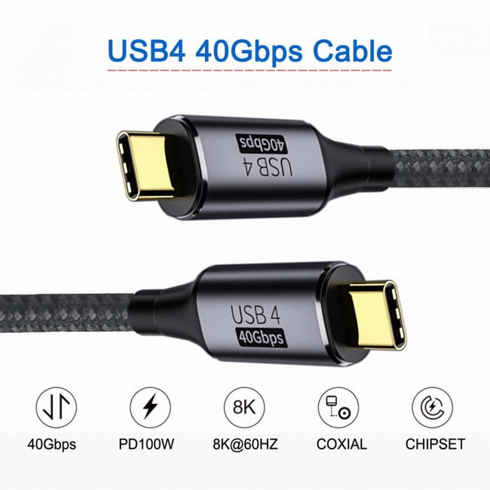 USB4 Cable 40Gbps with 100W Charging and 8K@60Hz 5K@60Hz USB4.0 Compatible with Thunderbolt3/4 CC-UC-076-BK