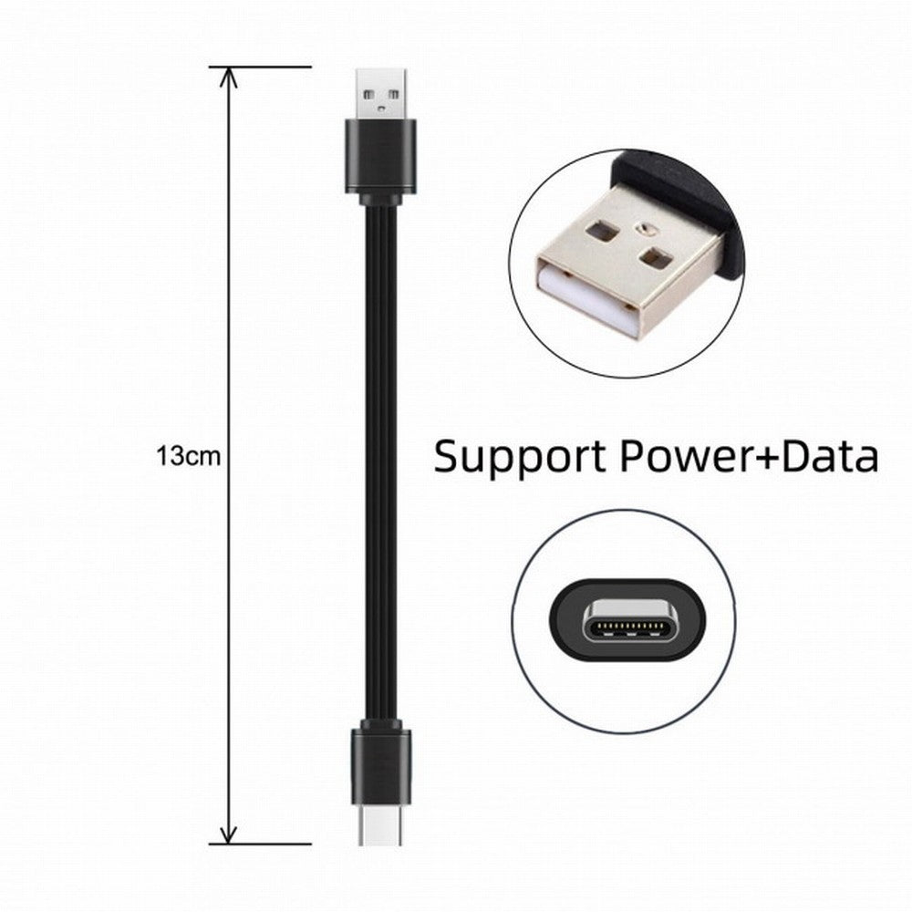 13cm USB 2.0 Type-A Male to USB-C Type-C Male Data Flat Slim FPC Cable for FPV Disk Phone UC-096-BK-0.13M