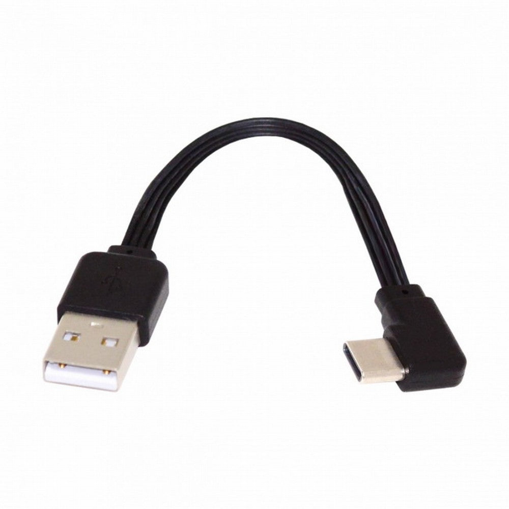 13cm USB 2.0 Type-A Male to USB-C Type-C Left Right Angled 90 Degree Data Flat Slim FPC Cable for FPV Disk Phone UC-096-RI-0.13M