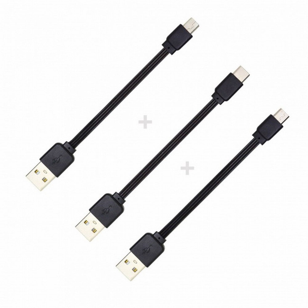 3pcs/lot 13cm USB 2.0 Type-A to Mini Micro USB Type-C Male Data Flat Slim FPC Cable for FPV Disk Phone U2-036-BK+U2-042-BK+UC-096-BK