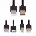3pcs/lot 13cm USB 2.0 Type-A to Type-B Type-A Female Extension Male Data Flat Slim Cable for Printer Disk Phone U2-028-BK+U2-047-BK+U2-060-BK