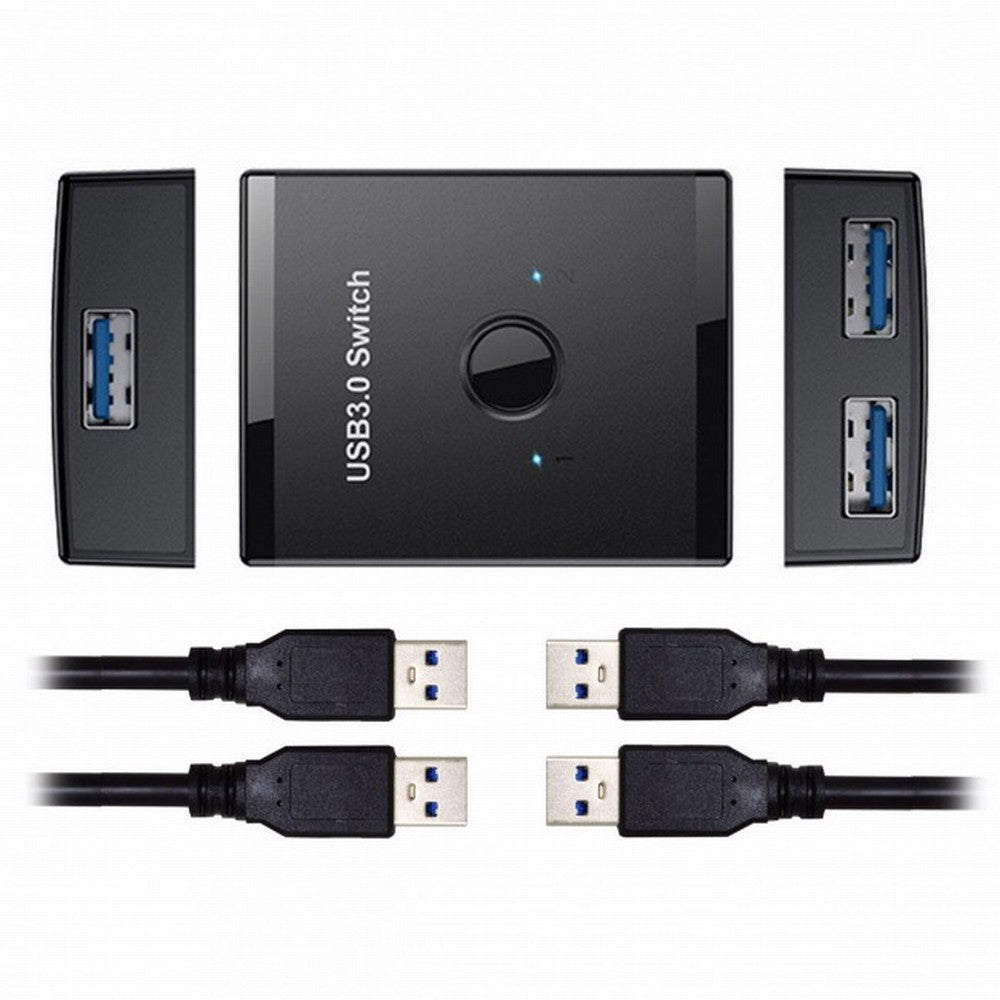 KVM USB 3.0 Bidirectional Switch Selector 2 to 1 PCs Sharing or 1 to 2 Hub for Keyboard Mouse Scanner Printer U3-014