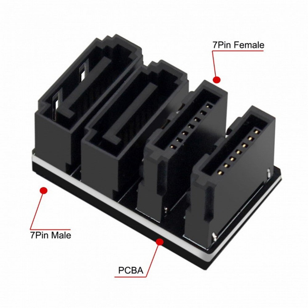 Dual SATA 7Pin Female to 7Pin Male 360 Degree Angled Adapter Low Profile for Desktops SSD HDD Mainboard Motherboard SA-041