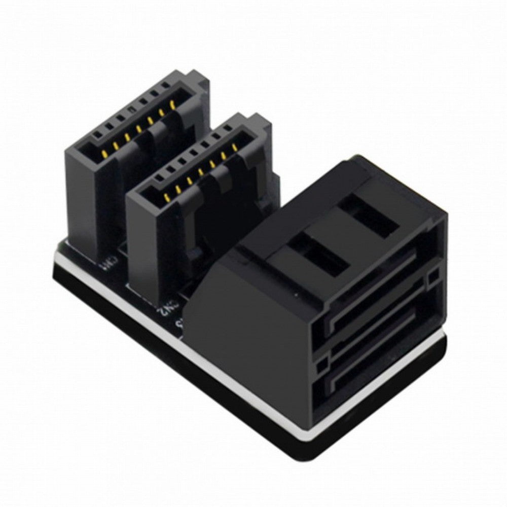 Dual SATA 7Pin Female to 7Pin Male Vertical 90 Degree Angled Adapter Low Profile for Desktops SSD HDD Mainboard Motherboard SA-051