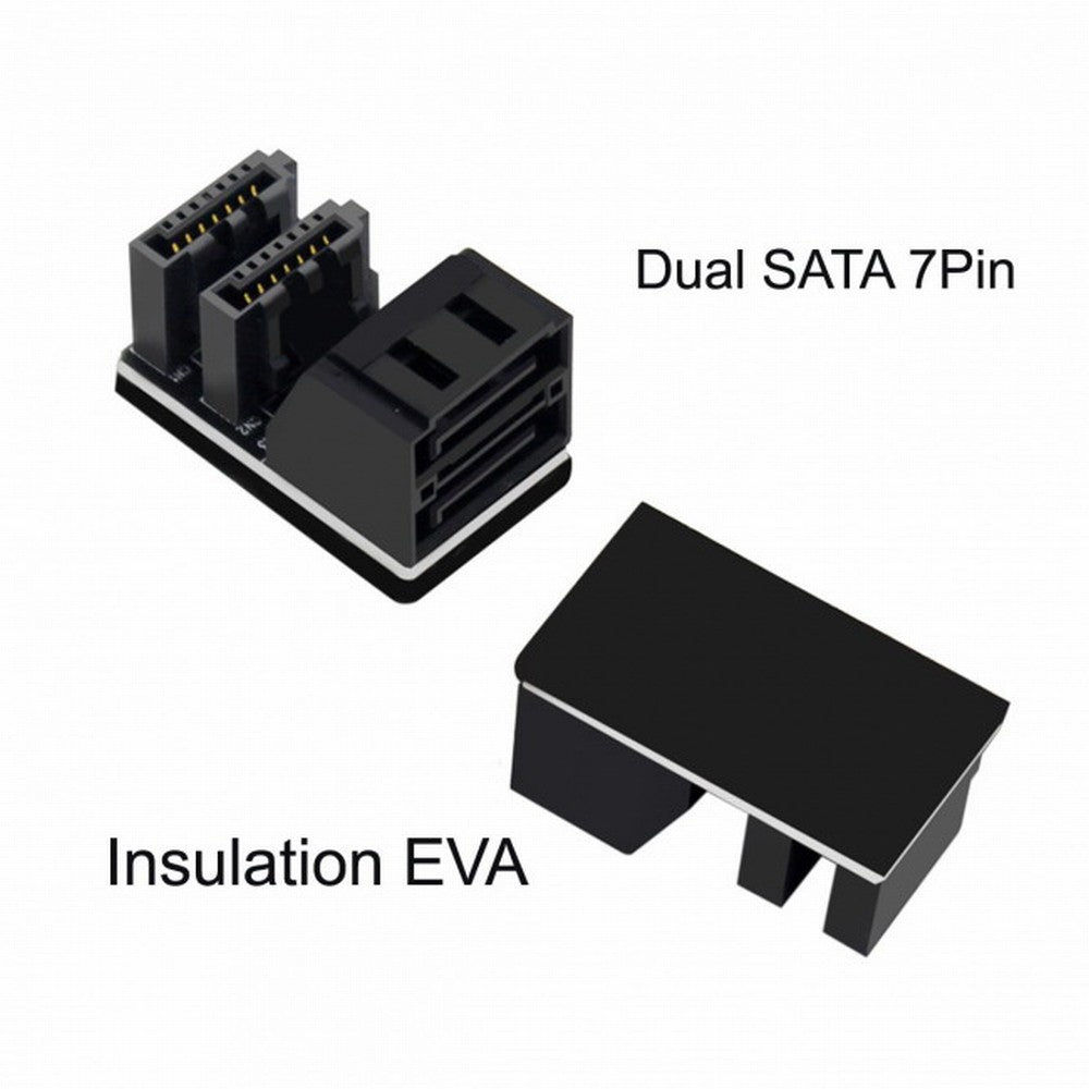 Dual SATA 7Pin Female to 7Pin Male Vertical 90 Degree Angled Adapter Low Profile for Desktops SSD HDD Mainboard Motherboard SA-051