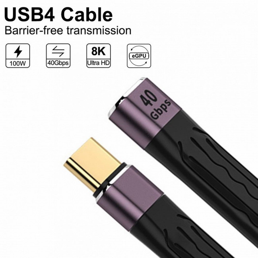 USB4 Extension Cable 13cm Slim Flat Male to Female 40Gbps with 100W Charging and 8K@60Hz Compatible with Thunderbolt3/4 UC-040-0.13M