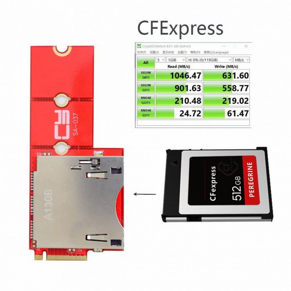 NGFF M.2 NVMe Mainboard to CF Express Extension Adapter M2 M-key for CFE Type-B Support R5 Z6 Z7 Memory Card SA-037