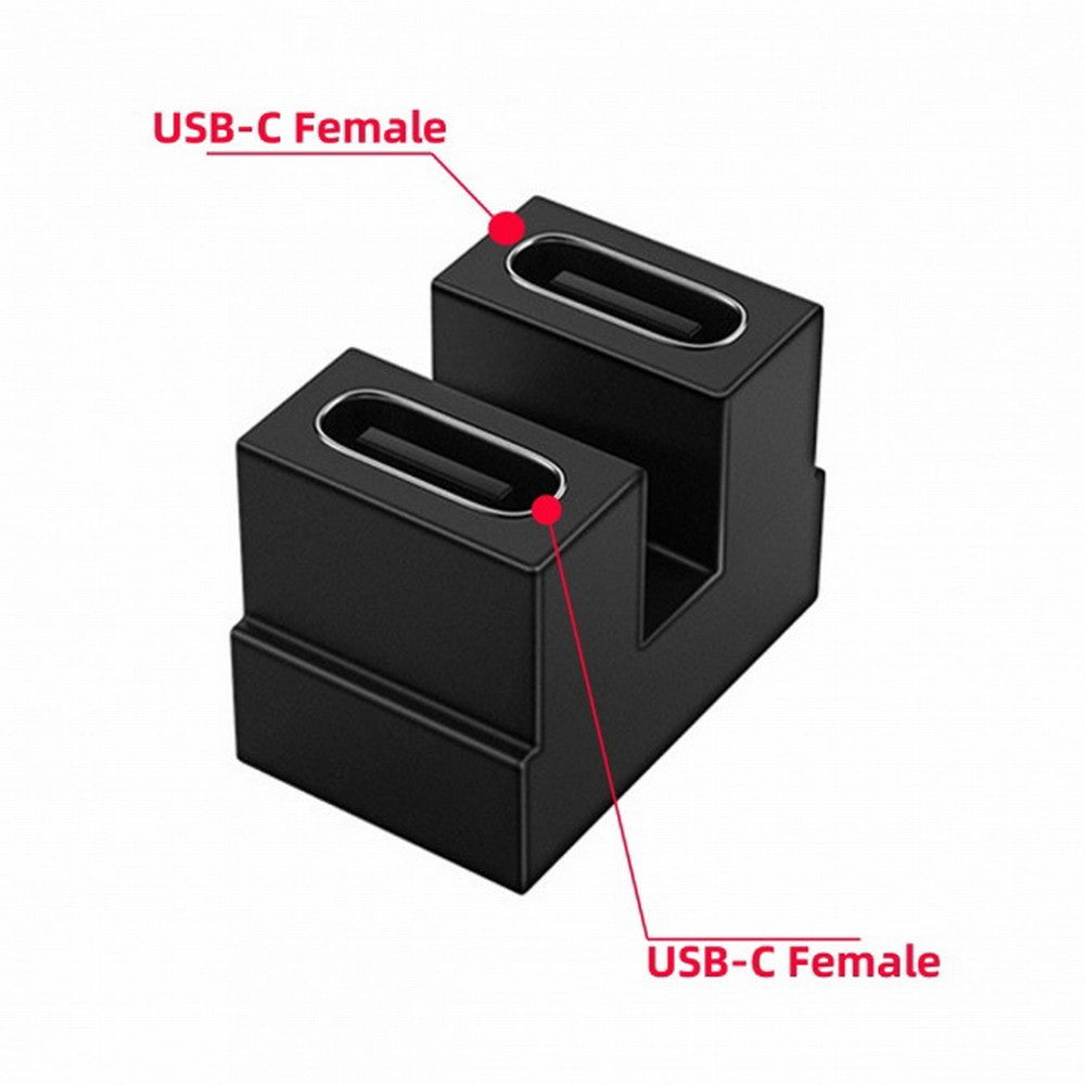 40Gbps USB4 Type C Female to Female Coupler Extender Power Data Video Adapter Opposite U Shape Back Angled for NS Switch Phone Laptop UC-009-FF