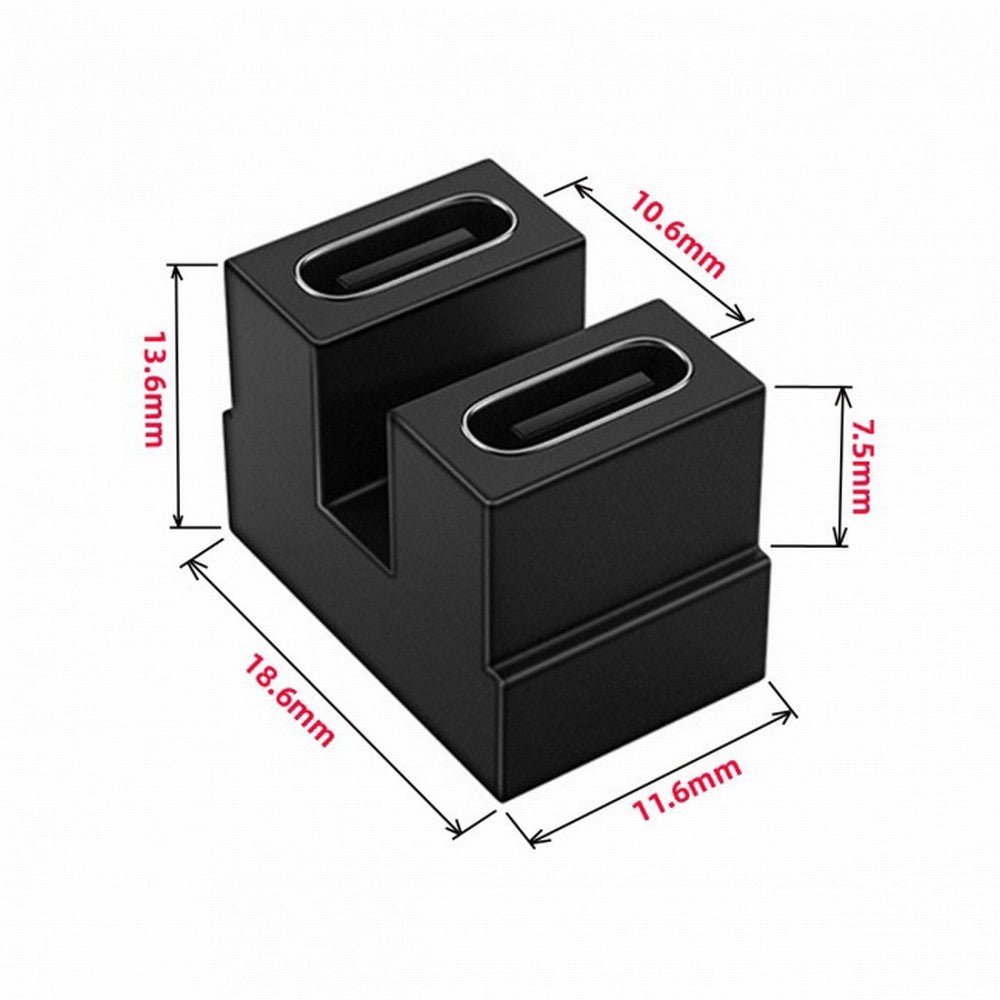 40Gbps USB4 Type C Female to Female Coupler Extender Power Data Video Adapter Opposite U Shape Back Angled for NS Switch Phone Laptop UC-009-FF