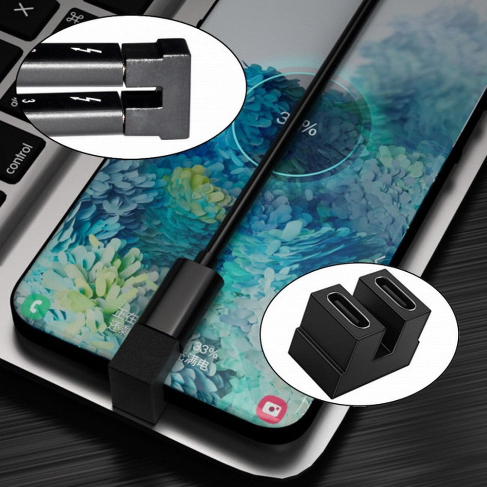 40Gbps USB4 Type C Female to Female Coupler Extender Power Data Video Adapter Opposite U Shape Back Angled for NS Switch Phone Laptop UC-009-FF