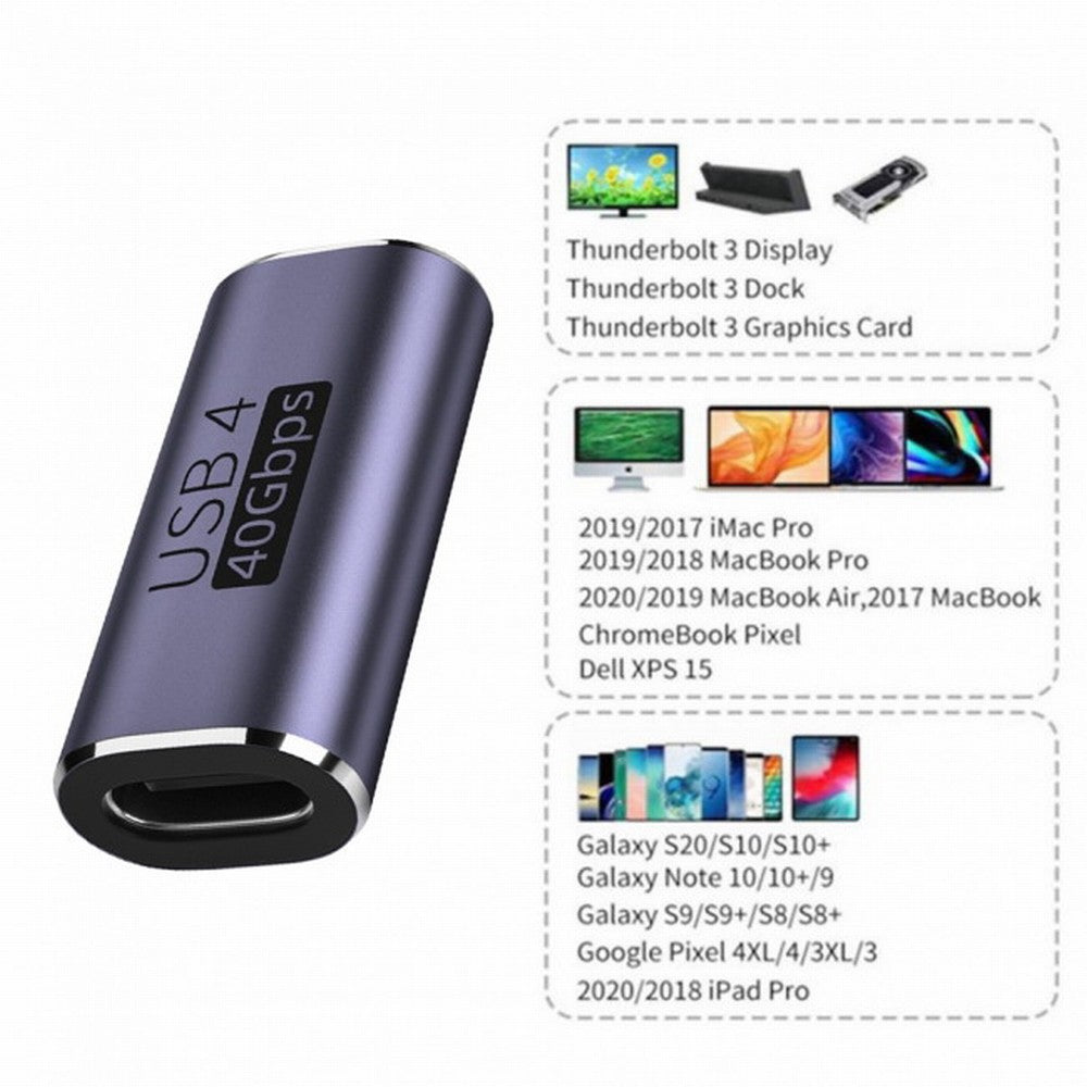 40Gbps USB4 Type C Female to Female 100W Power Data 8K Video Adapter Extender for Laptop Phone UC-026-FF