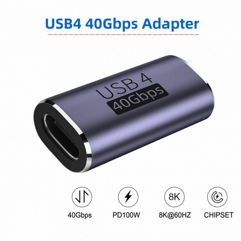 40Gbps USB4 Type C Female to Female 100W Power Data 8K Video Adapter Extender for Laptop Phone UC-026-FF