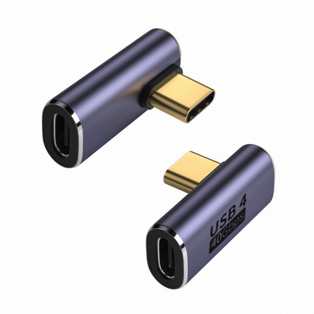 40Gbps USB4 Type C Male to Female Low Profile Right Angled 100W Power Data 8K Video Adapter for Laptop Phone UC-026-LP