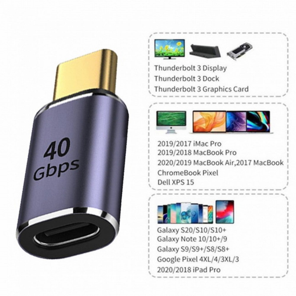 40Gbps USB4 Type C Male to Female Straight Connector 100W Power Data 8K Video Adapter for Laptop Phone UC-026-MF
