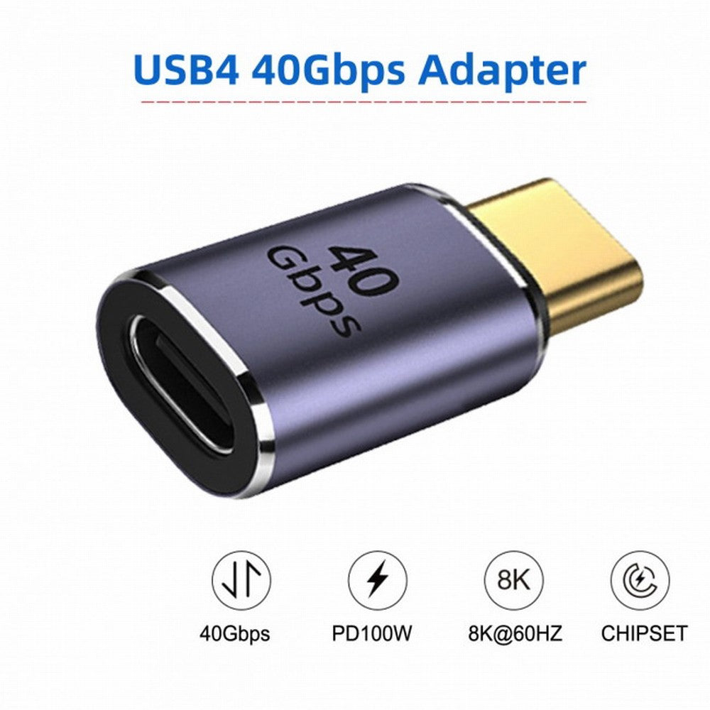 40Gbps USB4 Type C Male to Female Straight Connector 100W Power Data 8K Video Adapter for Laptop Phone UC-026-MF