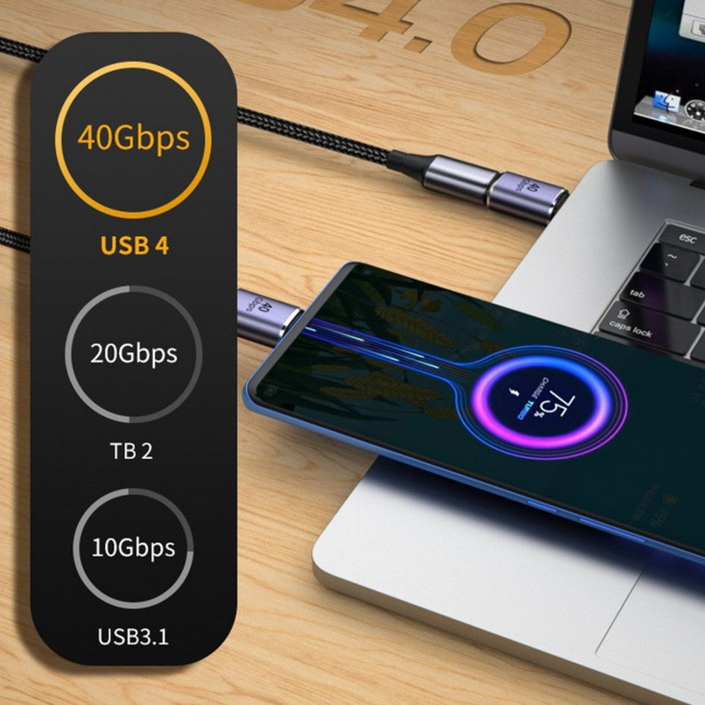 40Gbps USB4 Type C Male to Female Straight Connector 100W Power Data 8K Video Adapter for Laptop Phone UC-026-MF
