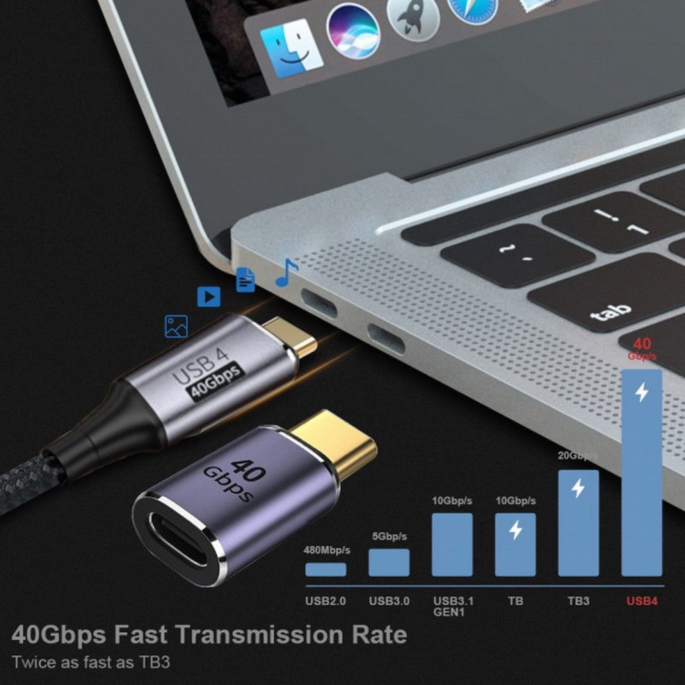 40Gbps USB4 Type C Male to Female Straight Connector 100W Power Data 8K Video Adapter for Laptop Phone UC-026-MF