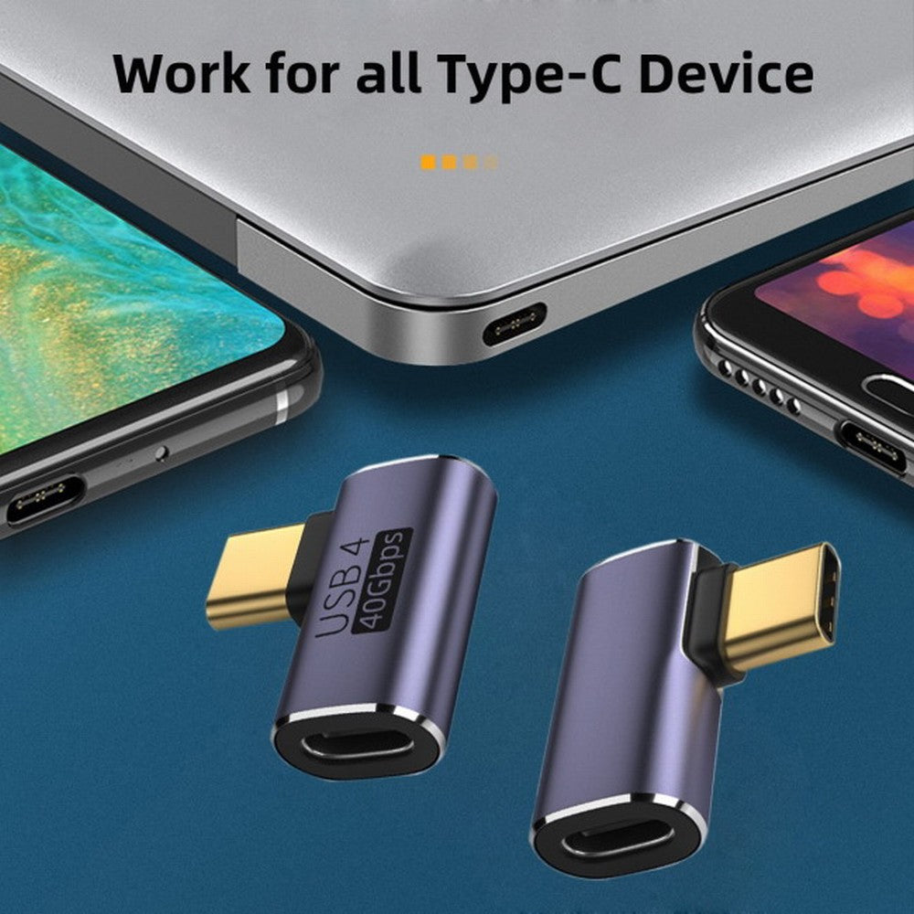 40Gbps USB4 Type C Male to Female 90 Degree Left Right Angled 100W Power Data 8K Video Adapter for Laptop Phone UC-026-RI