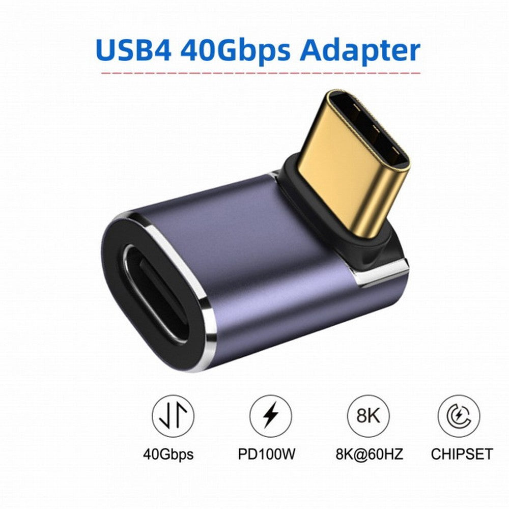 40Gbps USB4 Type C Male to Female 90 Degree Up Down Angled 100W Power Data 8K Video Adapter for Laptop Phone UC-026-UP