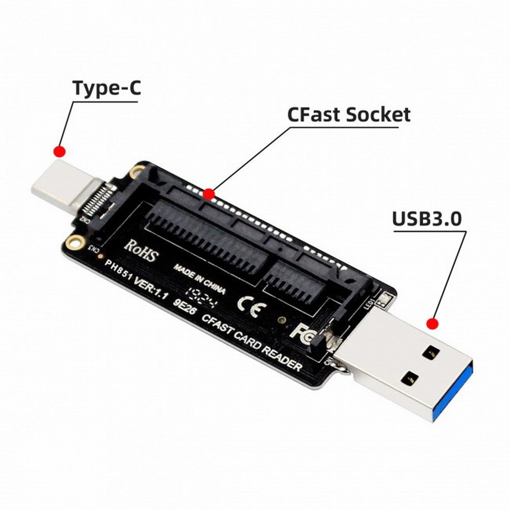 USB-C USB3.0 Type-C to CFast 2.0 Card Adapter PCBA CFast Card Reader for Desktop Laptop U3-039