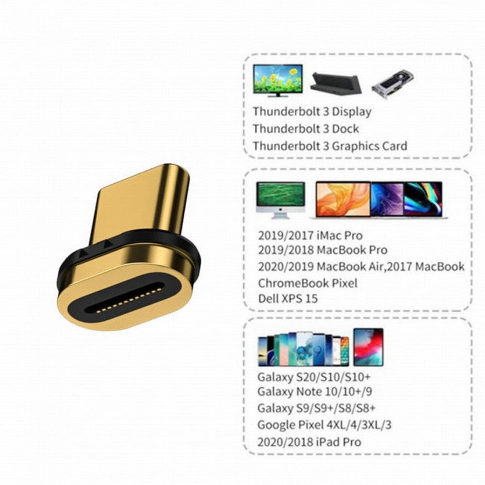 Magnetic Connector 40Gbps USB4 Type C Straight Connector 100W Power Data 8K Video Adapter for Laptop Phone UC-028-CM