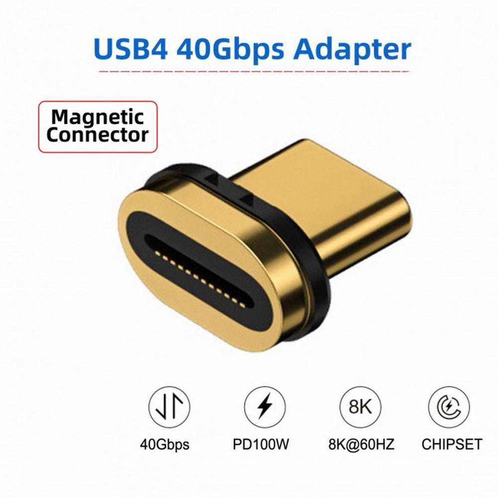 Magnetic Connector 40Gbps USB4 Type C Straight Connector 100W Power Data 8K Video Adapter for Laptop Phone UC-028-CM