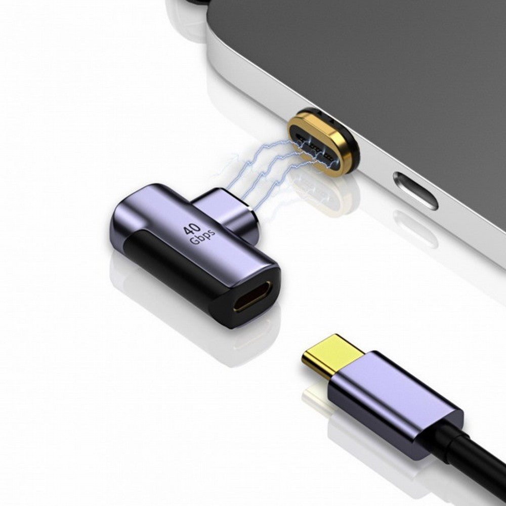 Magnetic Connector 40Gbps USB4 Type C Male to Female 90 Degree Left Right Angled 100W Power Data 8K Video Adapter for Laptop Phone UC-028-RI
