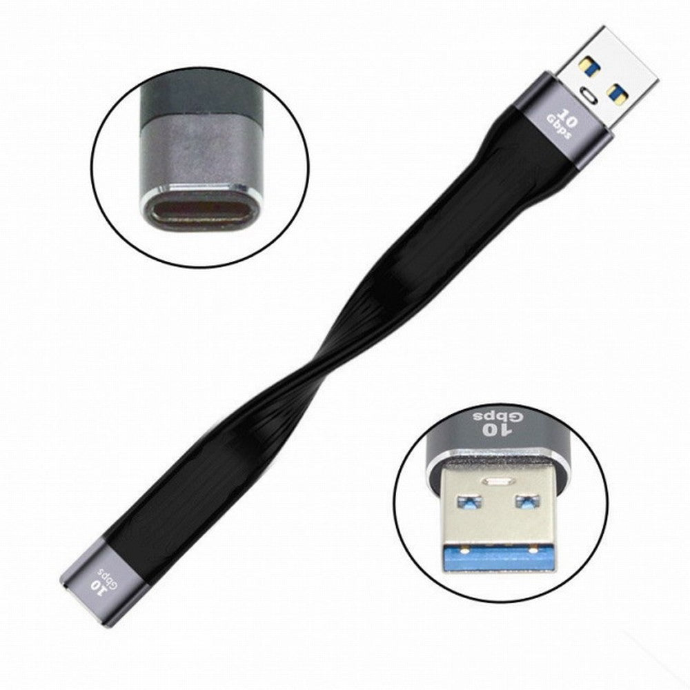 10Gbps USB 3.1 Type C Female to USB3.0 Type A Male Flat Slim FPC Data Cable 13cm for Laptop Phone UC-113-0.13M