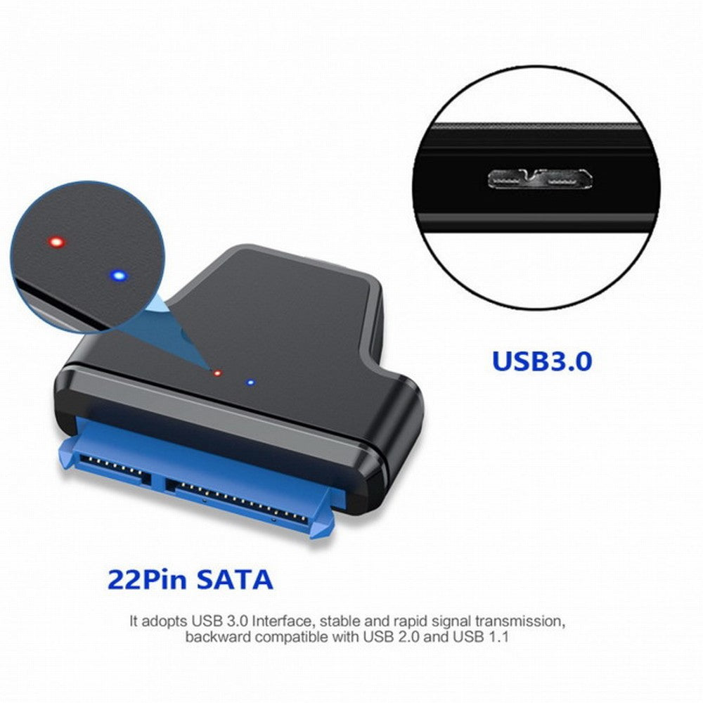 5Gbps Micro USB 3.0 to SATA 22Pin 7+15 Enclosure Adapter for 2.5" Hard Disk Drive SSD HDD Mass Storage Class U3-023