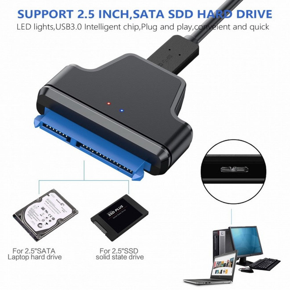 5Gbps Micro USB 3.0 to SATA 22Pin 7+15 Enclosure Adapter for 2.5" Hard Disk Drive SSD HDD Mass Storage Class U3-023