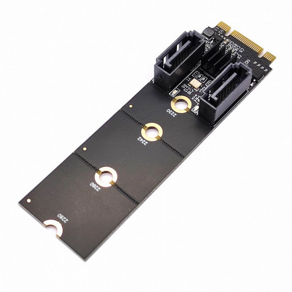 NGFF Key B+M PCI Express to SATA 3.0 6Gbps Dual Ports Vertical Adapter Converter Hard Drive Extension Card JMB582 2230 2242 2260 2280 SA-043