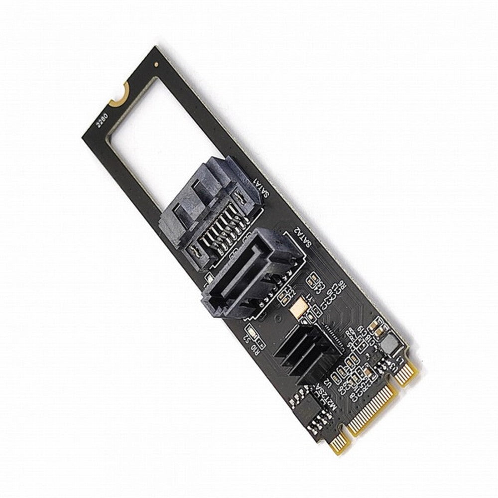 NGFF Key B+M PCI Express to SATA 3.0 6Gbps Dual Ports Vertical Horizontal Adapter Converter Hard Drive Extension Card JMB582 2280 SA-044