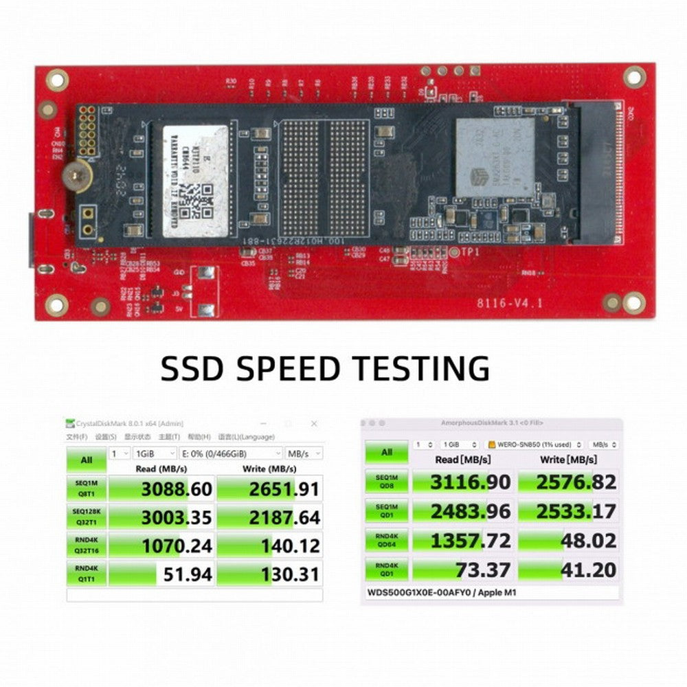 Type-C USB4 40Gbps to PCI-E SSD Nvme NGFF M-key Convert Card Cable USB-C 10Gbps JHL7440 JMS583 UC-116-OD